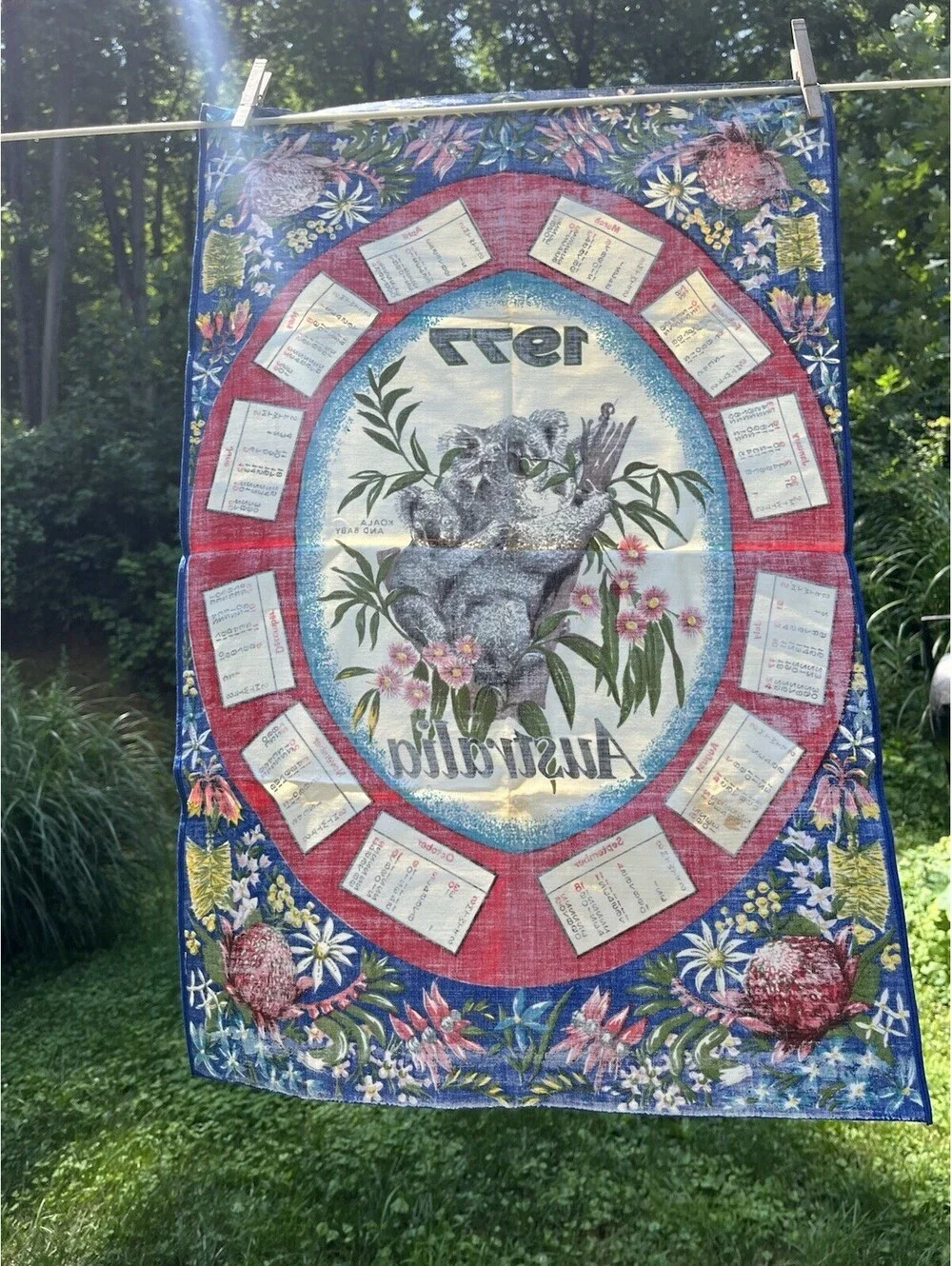 1977 Vintage Australia Koala Tea Towel 100% Cotton 18x27”